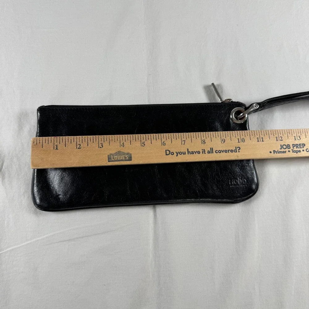 NWOT Hobo International Black Leather Zippered Pouch Wristlet Clutch